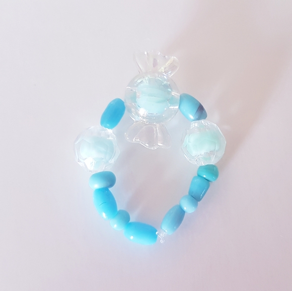 Blue Eye Candy Ring Beaded Handmade Jewelry s9-12 - Picture 10 of 12